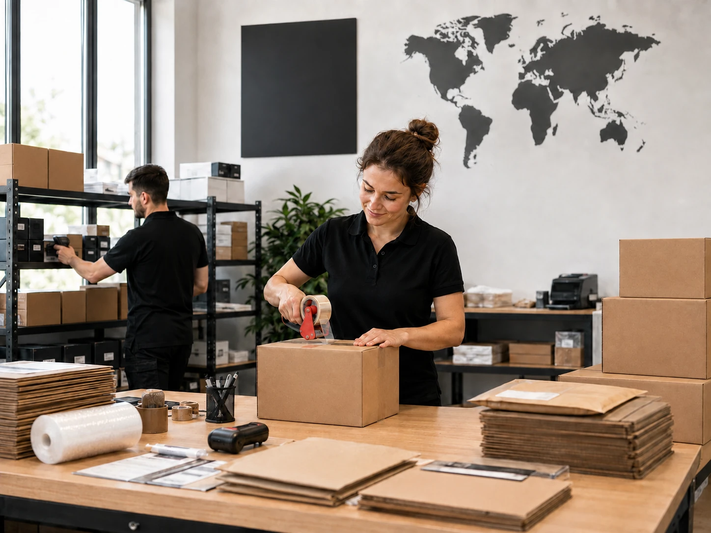Zespół MBE realizuje fulfillment, kompletując i pakując zamówienia sklepów internetowych do wysyłki.